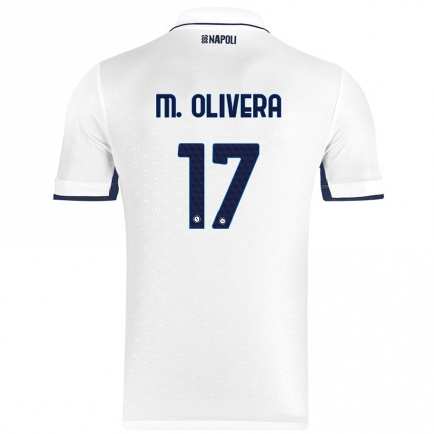 Kids Football Mathias Olivera #17 White Royal Blue Away Jersey 2024/25 T-Shirt Nz