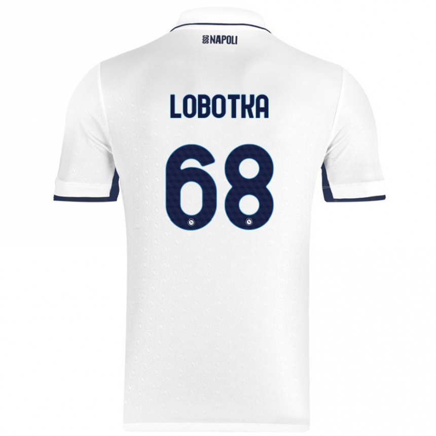 Kids Football Stanislav Lobotka #68 White Royal Blue Away Jersey 2024/25 T-Shirt Nz