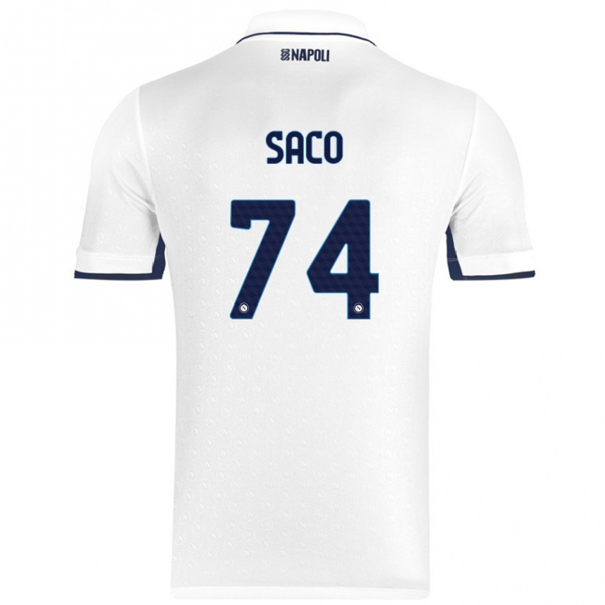 Kids Football Coli Saco #74 White Royal Blue Away Jersey 2024/25 T-Shirt Nz