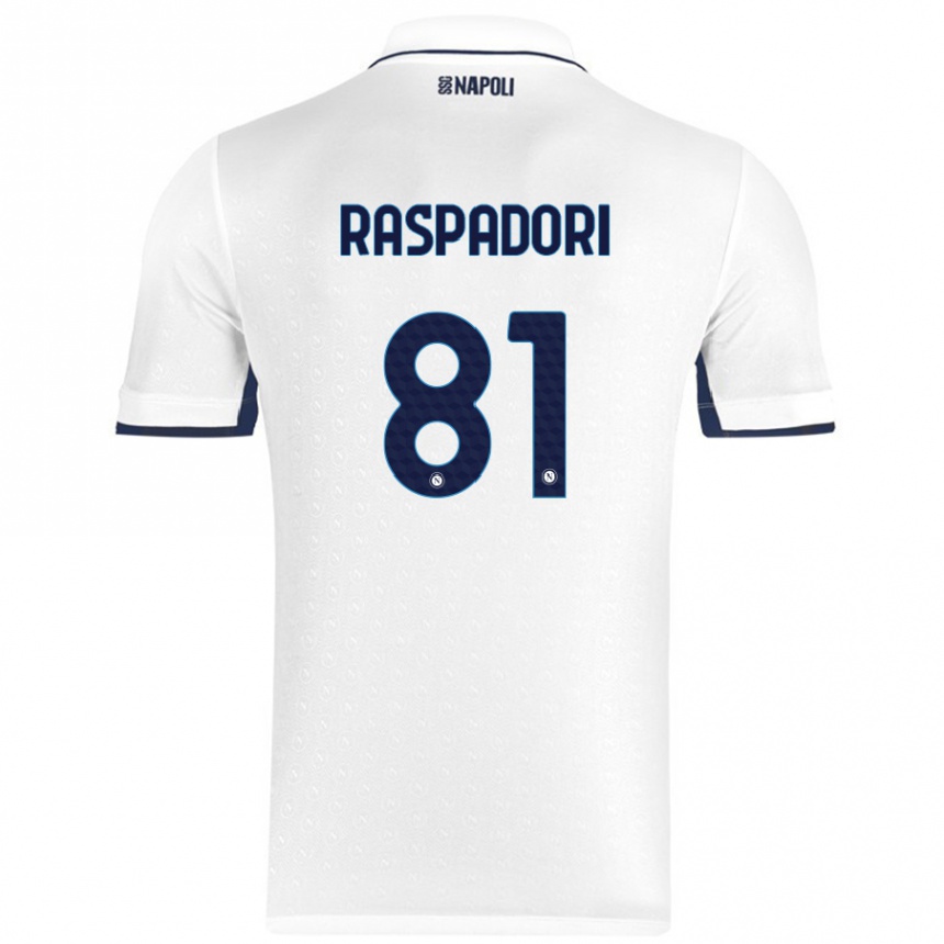 Kids Football Giacomo Raspadori #81 White Royal Blue Away Jersey 2024/25 T-Shirt Nz