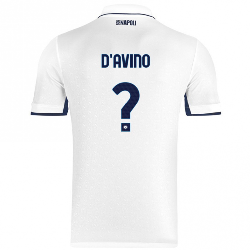 Kids Football Luigi D'avino #0 White Royal Blue Away Jersey 2024/25 T-Shirt Nz