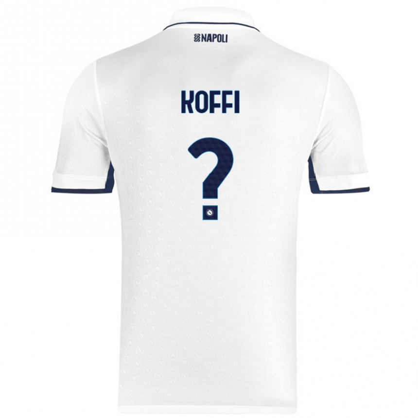 Kids Football Cedrick Koffi #0 White Royal Blue Away Jersey 2024/25 T-Shirt Nz