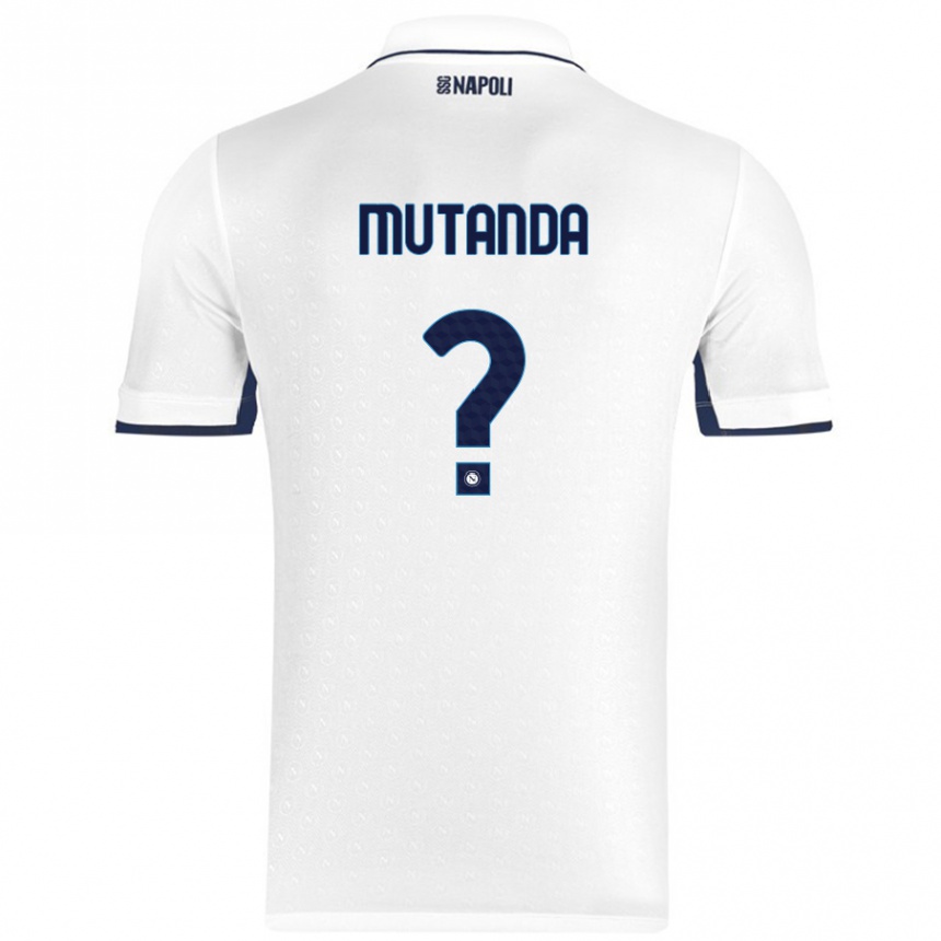 Kids Football Noah Mutanda #0 White Royal Blue Away Jersey 2024/25 T-Shirt Nz