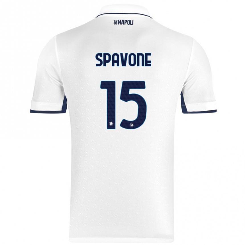 Kids Football Alessandro Spavone #15 White Royal Blue Away Jersey 2024/25 T-Shirt Nz