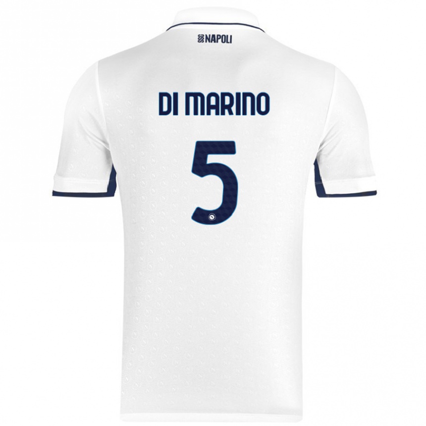 Kids Football Paola Di Marino #5 White Royal Blue Away Jersey 2024/25 T-Shirt Nz