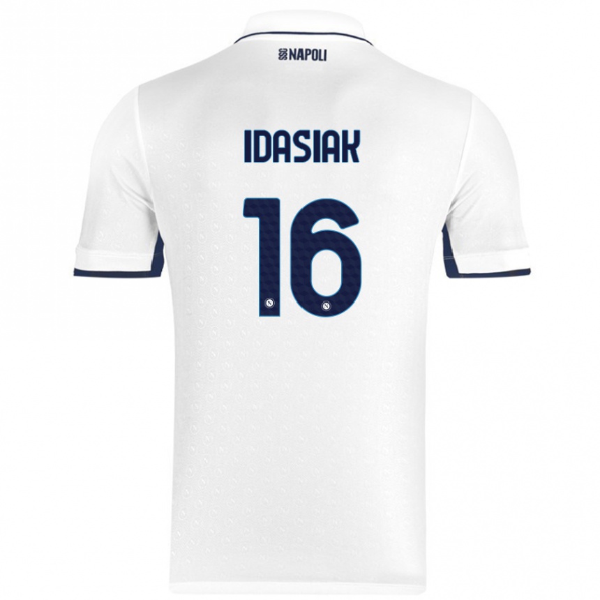 Kids Football Hubert Idasiak #16 White Royal Blue Away Jersey 2024/25 T-Shirt Nz