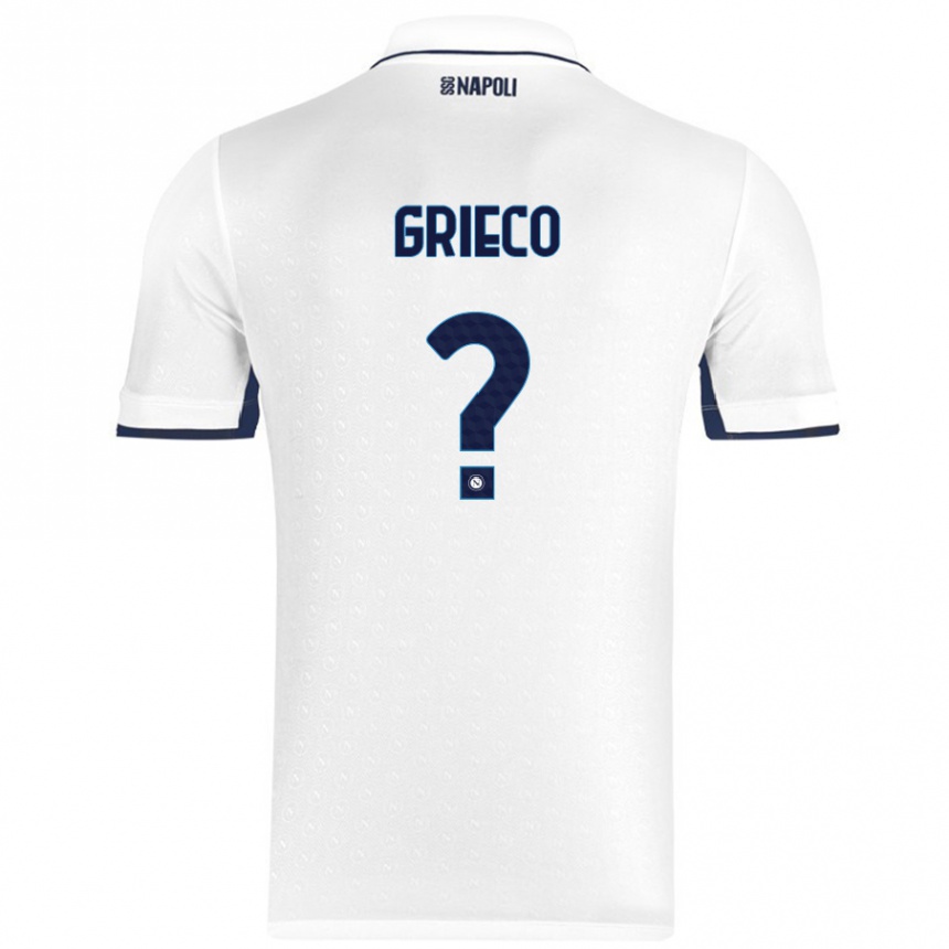 Kids Football Alessandro Grieco #0 White Royal Blue Away Jersey 2024/25 T-Shirt Nz