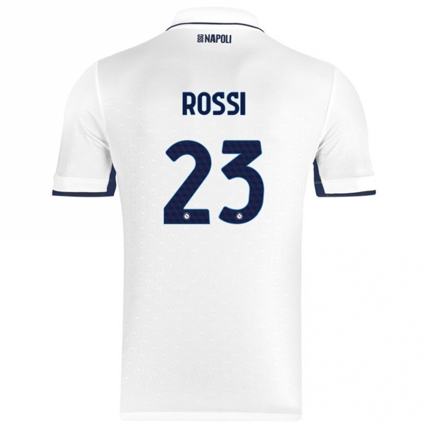 Kids Football Leonardo Rossi #23 White Royal Blue Away Jersey 2024/25 T-Shirt Nz