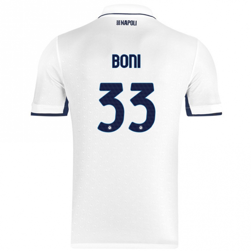 Kids Football Landry Boni #33 White Royal Blue Away Jersey 2024/25 T-Shirt Nz