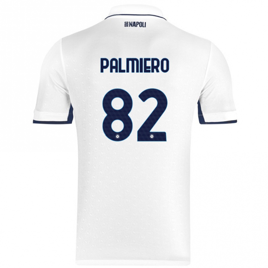 Kids Football Luca Palmiero #82 White Royal Blue Away Jersey 2024/25 T-Shirt Nz