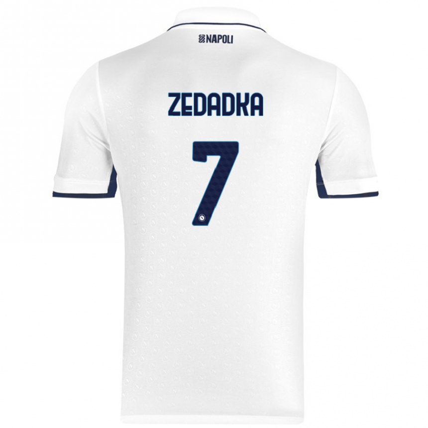 Kids Football Karim Zedadka #7 White Royal Blue Away Jersey 2024/25 T-Shirt Nz