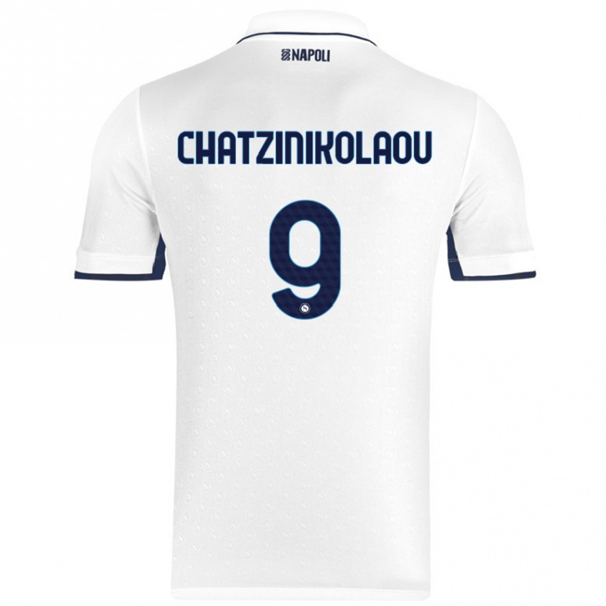 Kids Football Despoina Chatzinikolaou #9 White Royal Blue Away Jersey 2024/25 T-Shirt Nz