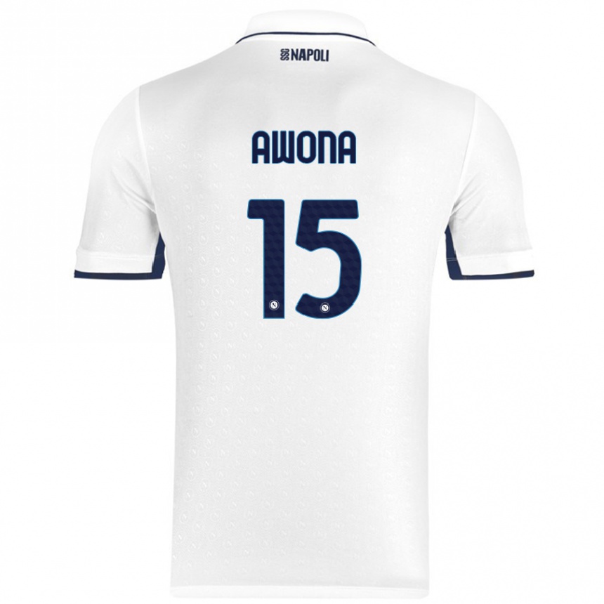 Kids Football Aurelle Awona #15 White Royal Blue Away Jersey 2024/25 T-Shirt Nz