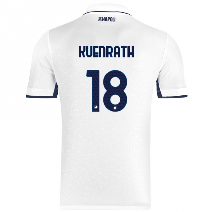 Kids Football Melanie Kuenrath #18 White Royal Blue Away Jersey 2024/25 T-Shirt Nz