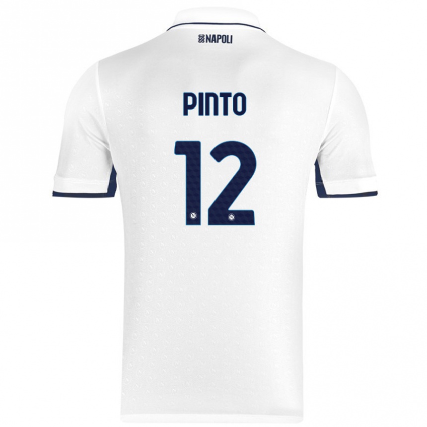 Kids Football Ciro Pinto #12 White Royal Blue Away Jersey 2024/25 T-Shirt Nz