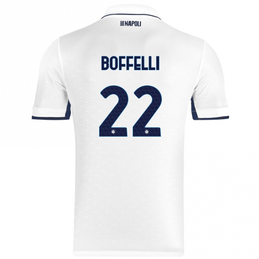 Kids Football Valerio Boffelli #22 White Royal Blue Away Jersey 2024/25 T-Shirt Nz