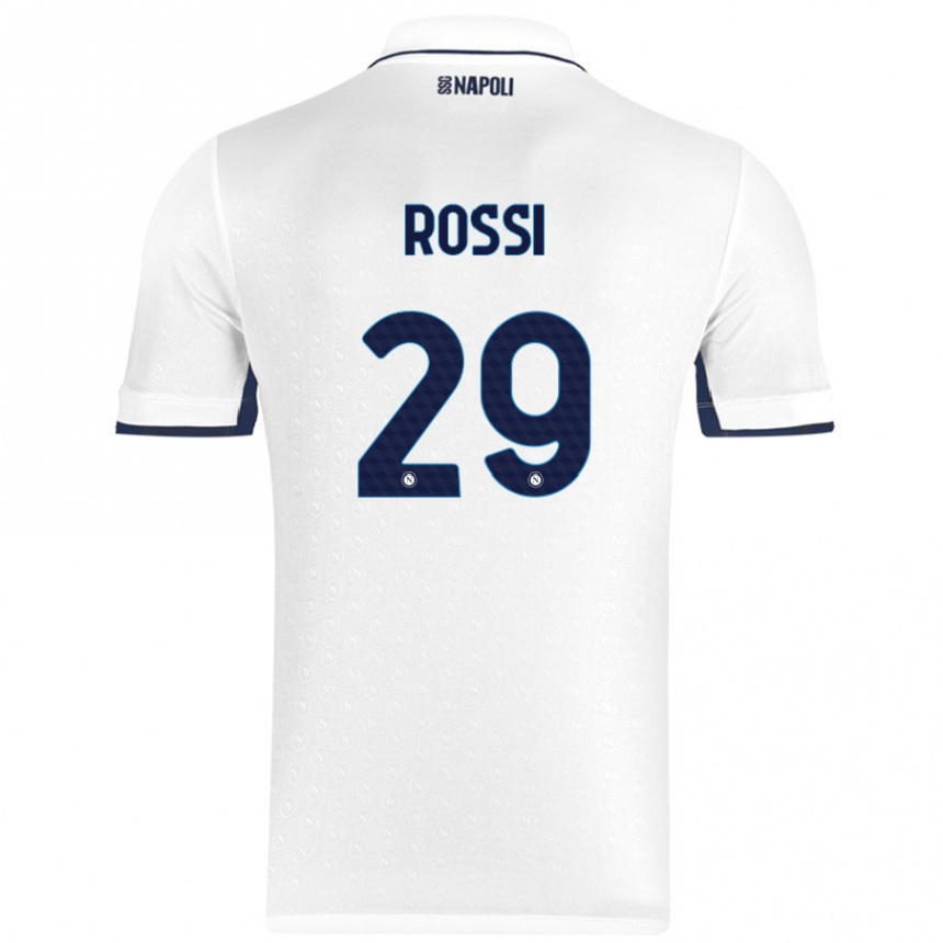 Kids Football Francesco Rossi #29 White Royal Blue Away Jersey 2024/25 T-Shirt Nz