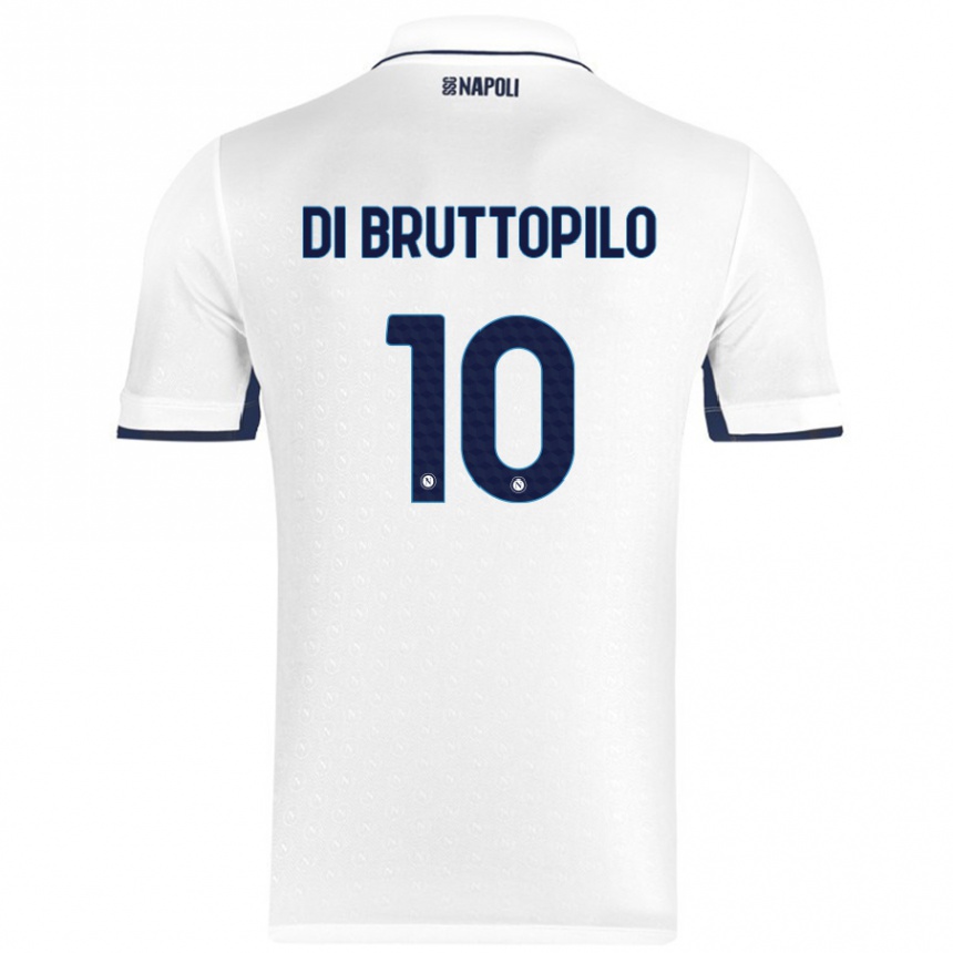 Kids Football Giuseppe Ambrosino Di Bruttopilo #10 White Royal Blue Away Jersey 2024/25 T-Shirt Nz