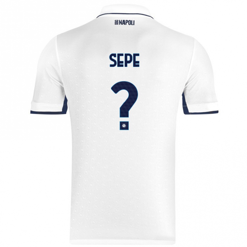 Kids Football Mauro Sepe #0 White Royal Blue Away Jersey 2024/25 T-Shirt Nz