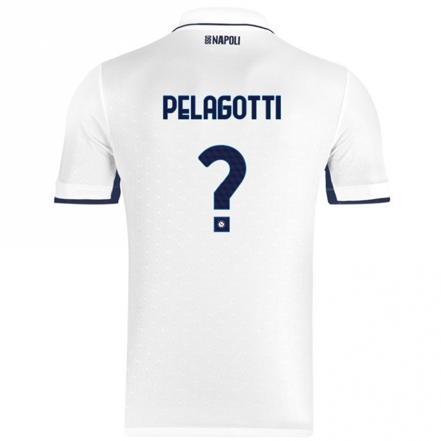 Kids Football Ludovico Benjamin Pelagotti #0 White Royal Blue Away Jersey 2024/25 T-Shirt Nz