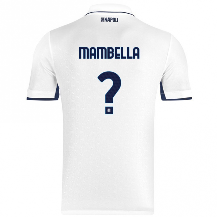 Kids Football Andrea Mambella #0 White Royal Blue Away Jersey 2024/25 T-Shirt Nz