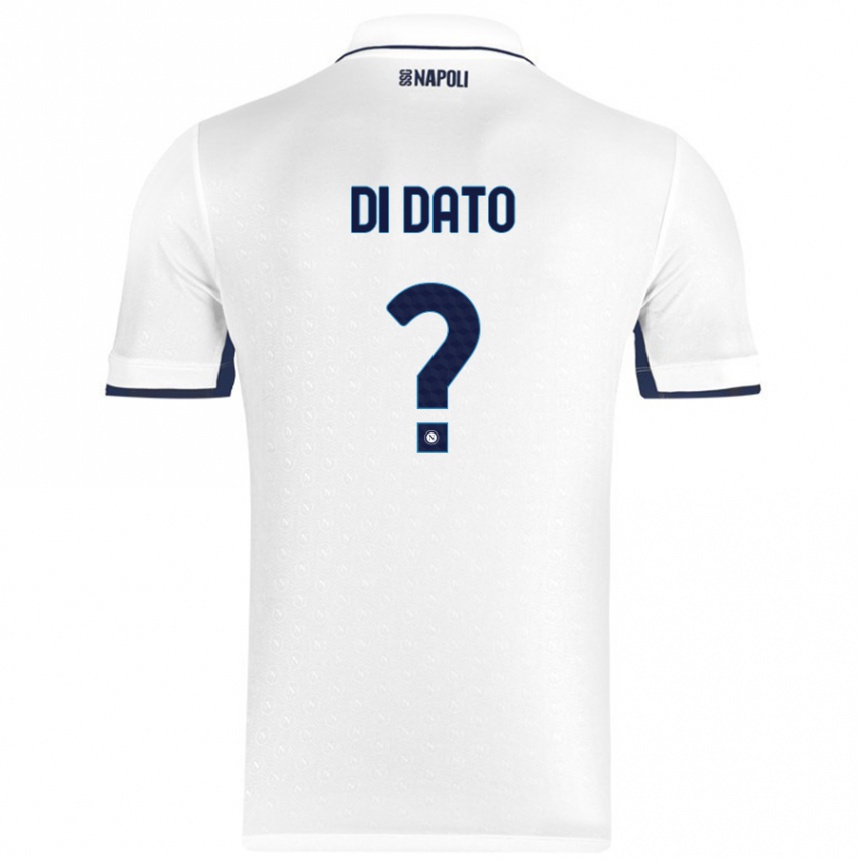 Kids Football Vincenzo Di Dato #0 White Royal Blue Away Jersey 2024/25 T-Shirt Nz