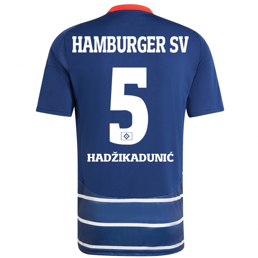 Kids Football Dennis Hadzikadunic #5 Dark Blue Away Jersey 2024/25 T-Shirt Nz