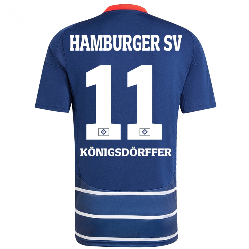 Kids Football Ransford Königsdörffer #11 Dark Blue Away Jersey 2024/25 T-Shirt Nz