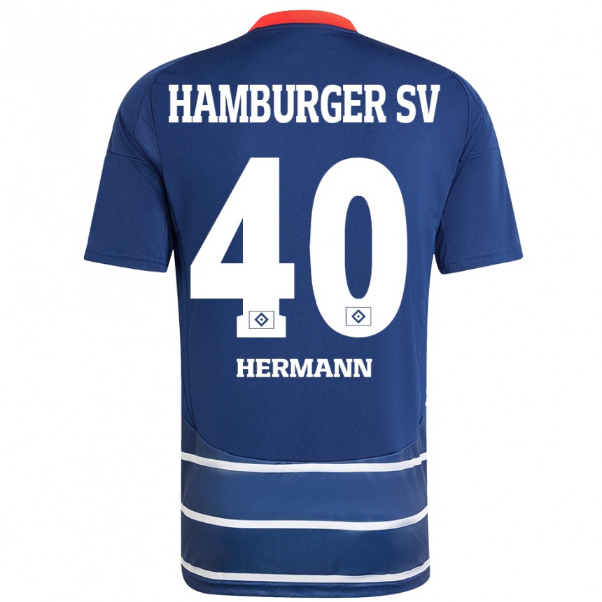 Kids Football Hannes Hermann #40 Dark Blue Away Jersey 2024/25 T-Shirt Nz