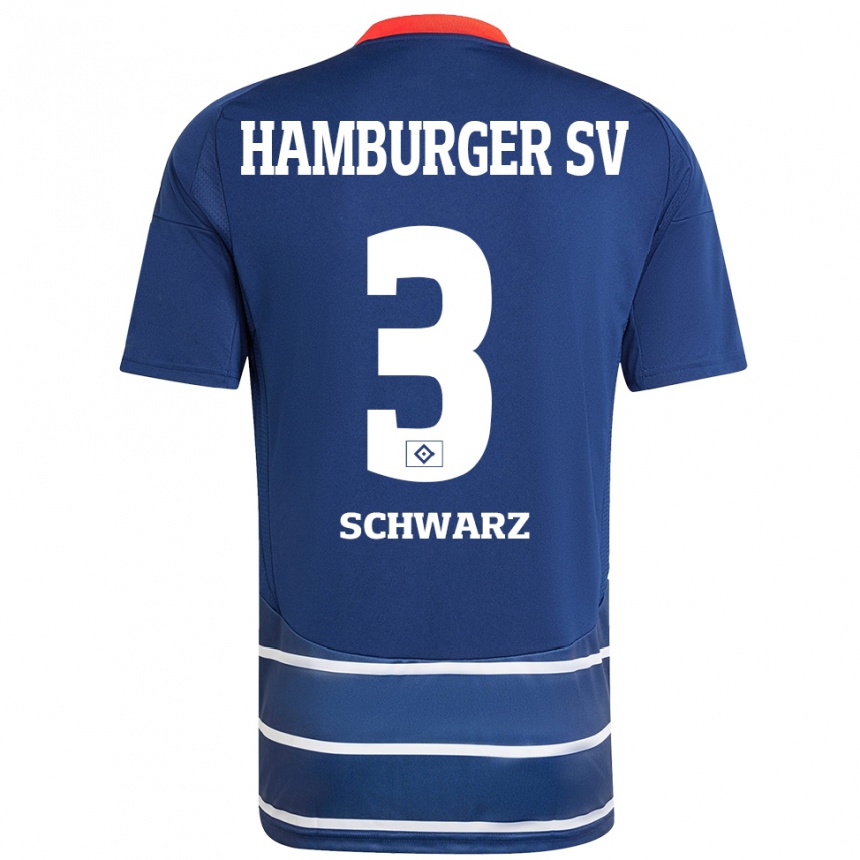 Kids Football Jannick Schwarz #3 Dark Blue Away Jersey 2024/25 T-Shirt Nz