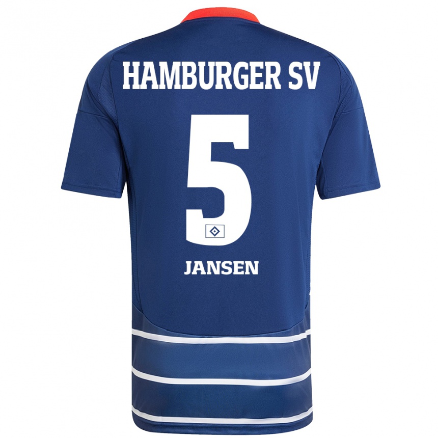 Kids Football Marcell Jansen #5 Dark Blue Away Jersey 2024/25 T-Shirt Nz