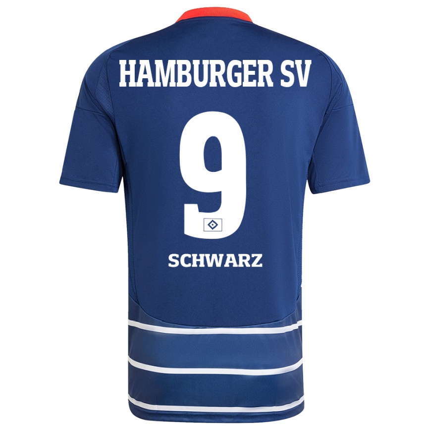 Kids Football Rafael Schwarz #9 Dark Blue Away Jersey 2024/25 T-Shirt Nz