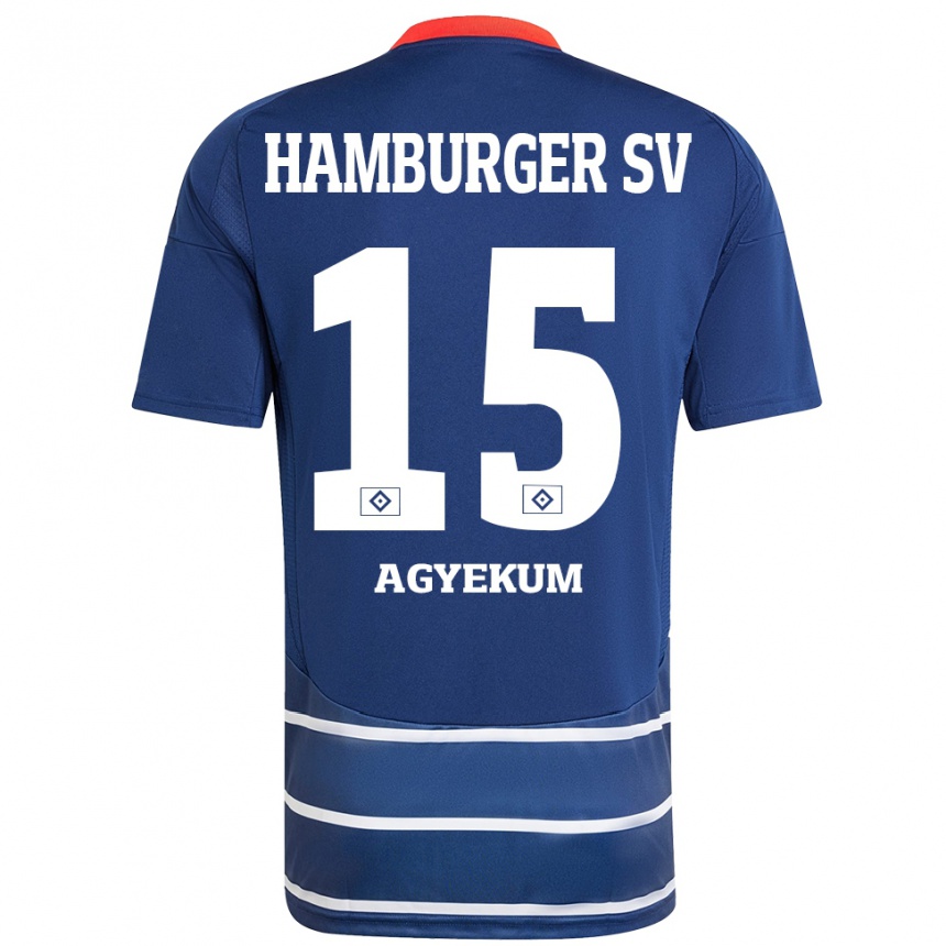 Kids Football Joel Agyekum #15 Dark Blue Away Jersey 2024/25 T-Shirt Nz