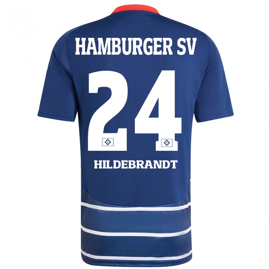 Kids Football Tjark Hildebrandt #24 Dark Blue Away Jersey 2024/25 T-Shirt Nz