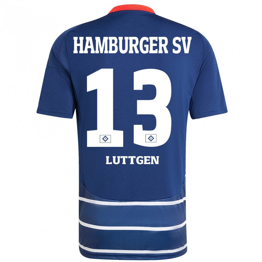 Kids Football Lasse Lüttgen #13 Dark Blue Away Jersey 2024/25 T-Shirt Nz