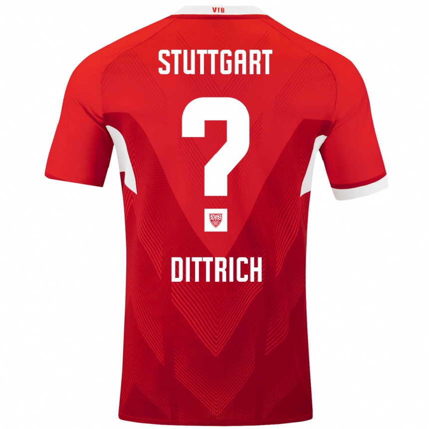 Kids Football Robin Dittrich #0 Red White Away Jersey 2024/25 T-Shirt Nz