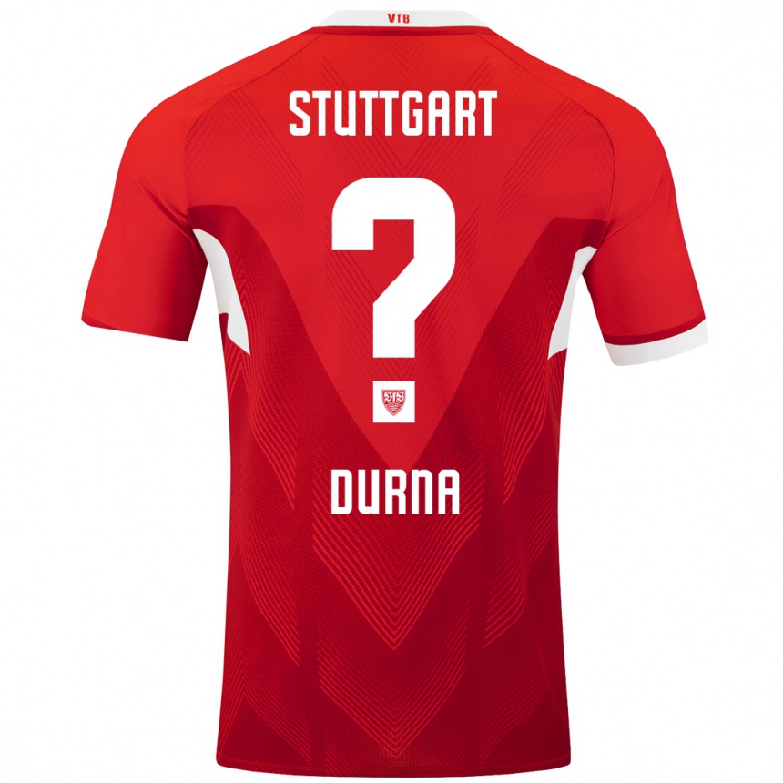 Kids Football Tuncay Durna #0 Red White Away Jersey 2024/25 T-Shirt Nz