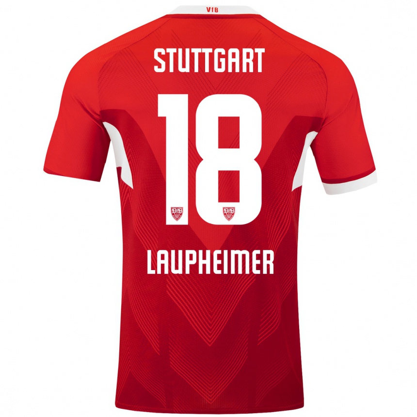 Kids Football Lukas Laupheimer #18 Red White Away Jersey 2024/25 T-Shirt Nz