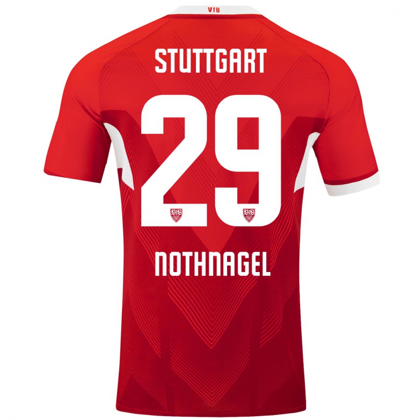 Kids Football Dominik Nothnagel #29 Red White Away Jersey 2024/25 T-Shirt Nz