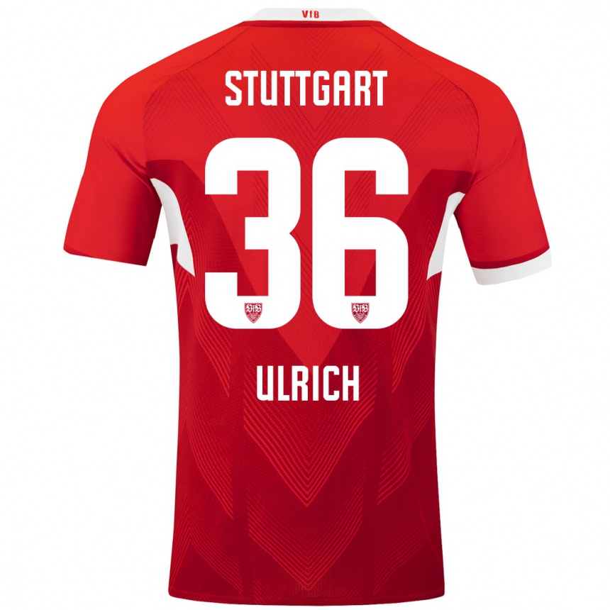 Kids Football Laurin Ulrich #36 Red White Away Jersey 2024/25 T-Shirt Nz