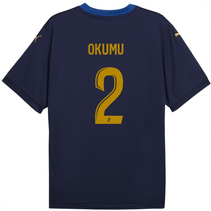 Kids Football Joseph Okumu #2 Navy Gold Away Jersey 2024/25 T-Shirt Nz