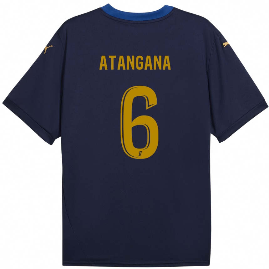 Kids Football Valentin Atangana Edoa #6 Navy Gold Away Jersey 2024/25 T-Shirt Nz