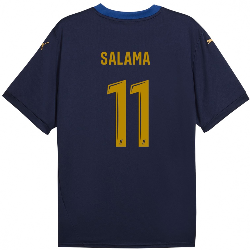 Kids Football Amine Salama #11 Navy Gold Away Jersey 2024/25 T-Shirt Nz