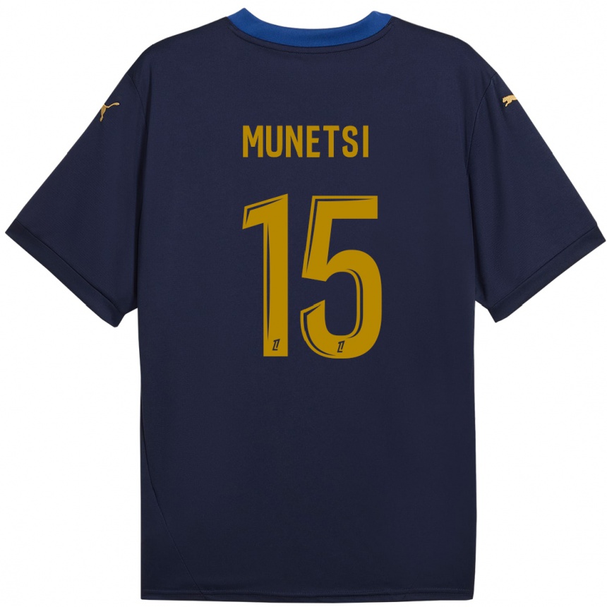 Kids Football Marshall Munetsi #15 Navy Gold Away Jersey 2024/25 T-Shirt Nz