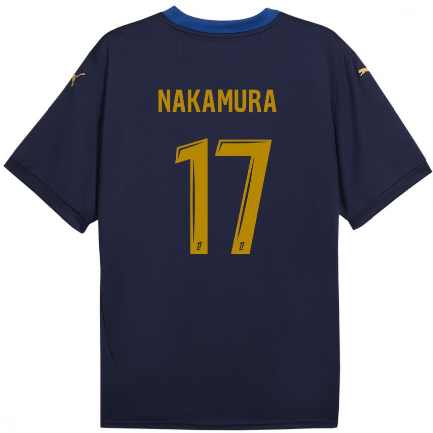 Kids Football Keito Nakamura #17 Navy Gold Away Jersey 2024/25 T-Shirt Nz