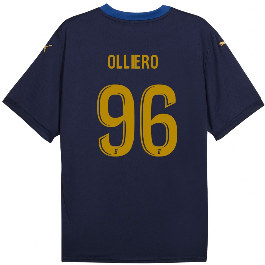 Kids Football Alexandre Olliero #96 Navy Gold Away Jersey 2024/25 T-Shirt Nz