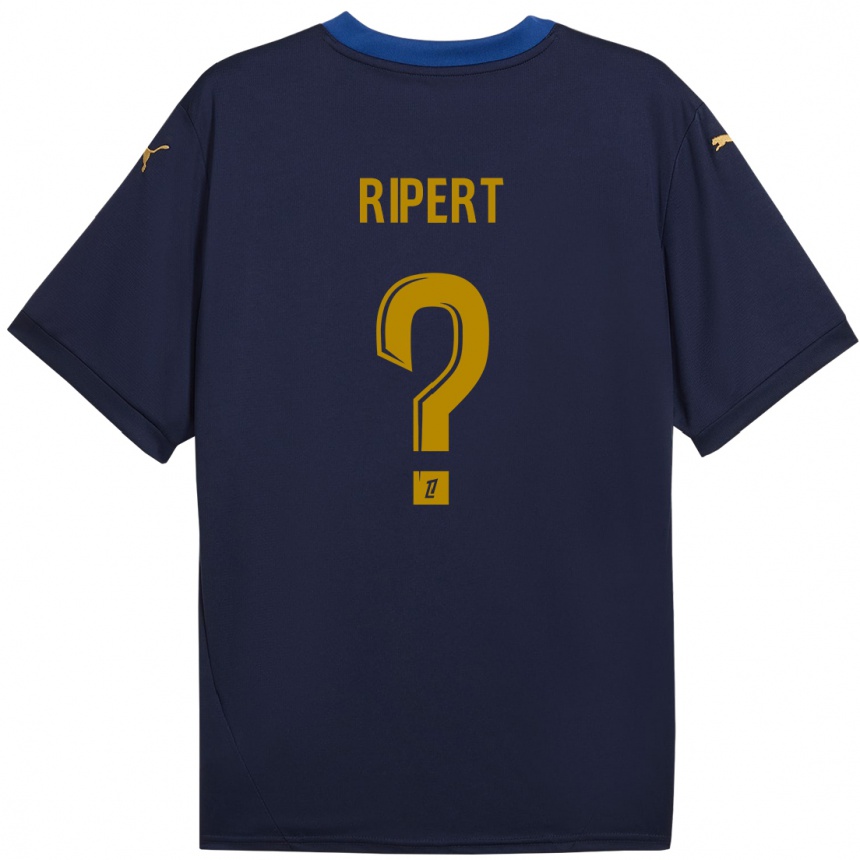 Kids Football Léo Ripert #0 Navy Gold Away Jersey 2024/25 T-Shirt Nz