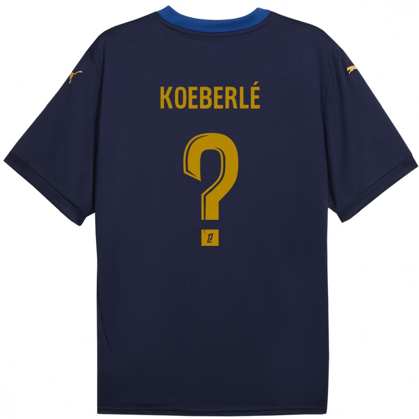 Kids Football Samuel Koeberlé #0 Navy Gold Away Jersey 2024/25 T-Shirt Nz