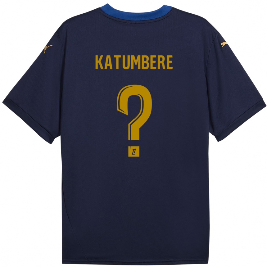 Kids Football Noah Katumbere #0 Navy Gold Away Jersey 2024/25 T-Shirt Nz