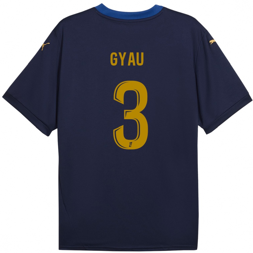 Kids Football Mia Gyau #3 Navy Gold Away Jersey 2024/25 T-Shirt Nz